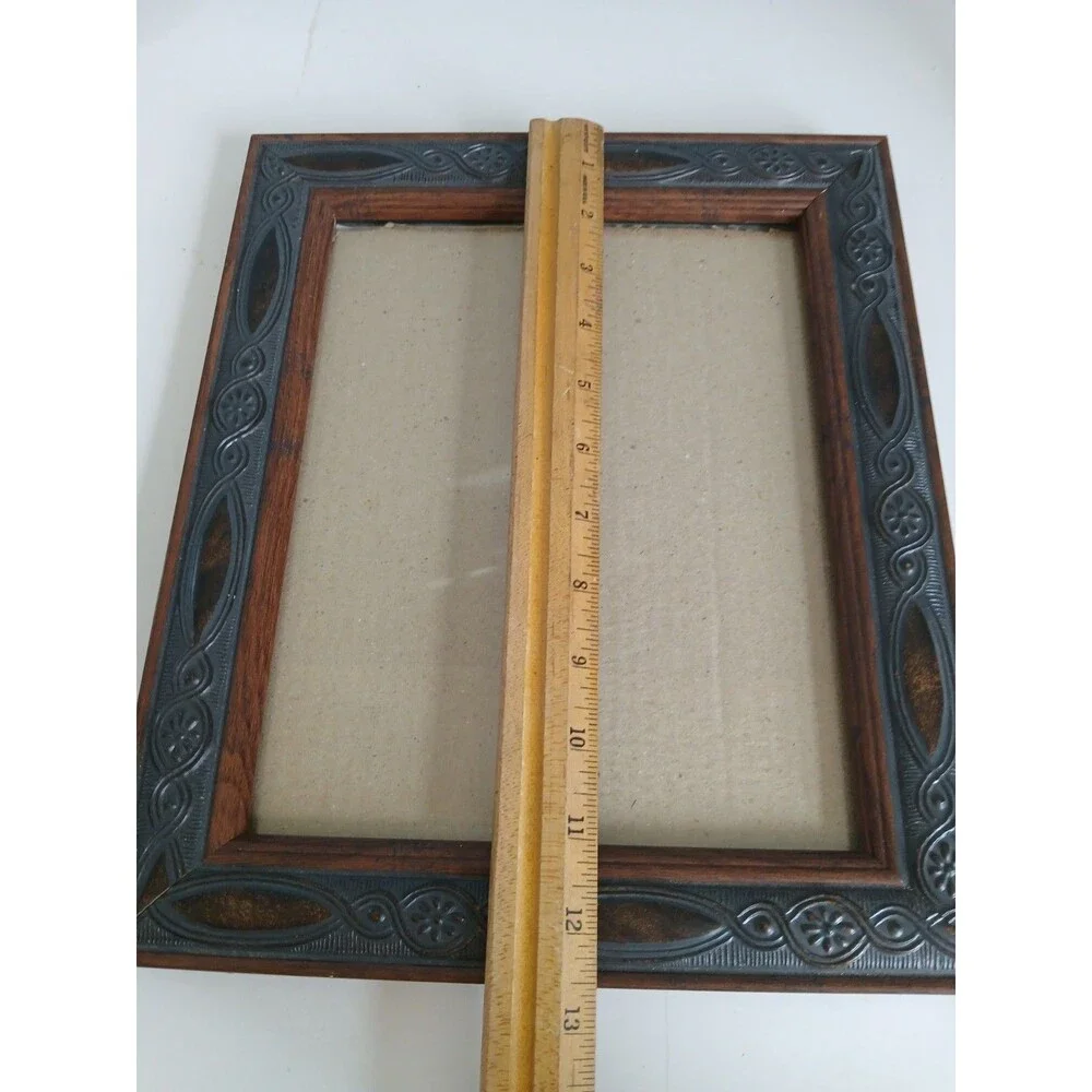 Vintage Carved Ornate Solid Wood Glass-Velvet Back 8 X 10 Photo Frame